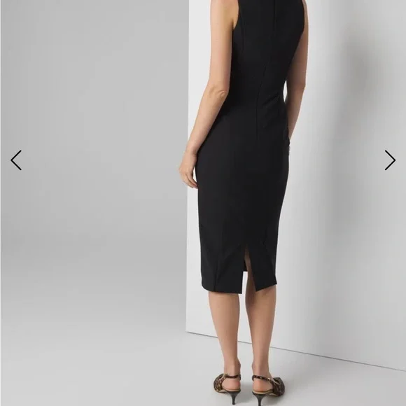 011 - NWT WHBM $130 Sleeveless Scuba Sheath midi dress size 2 black - Picture 5 of 7